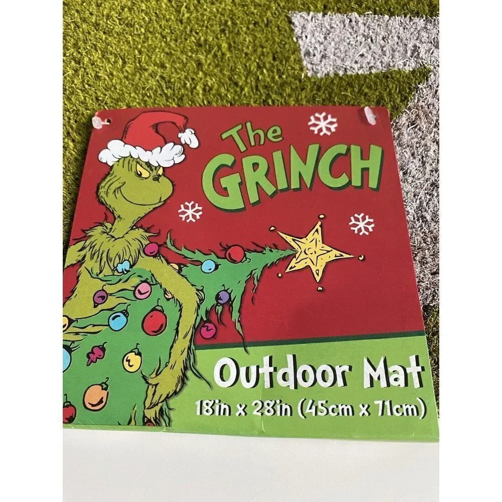 Grinch Free Zone Coir Doormat Welcome‎ Mat Christmas Holiday Porch NEW